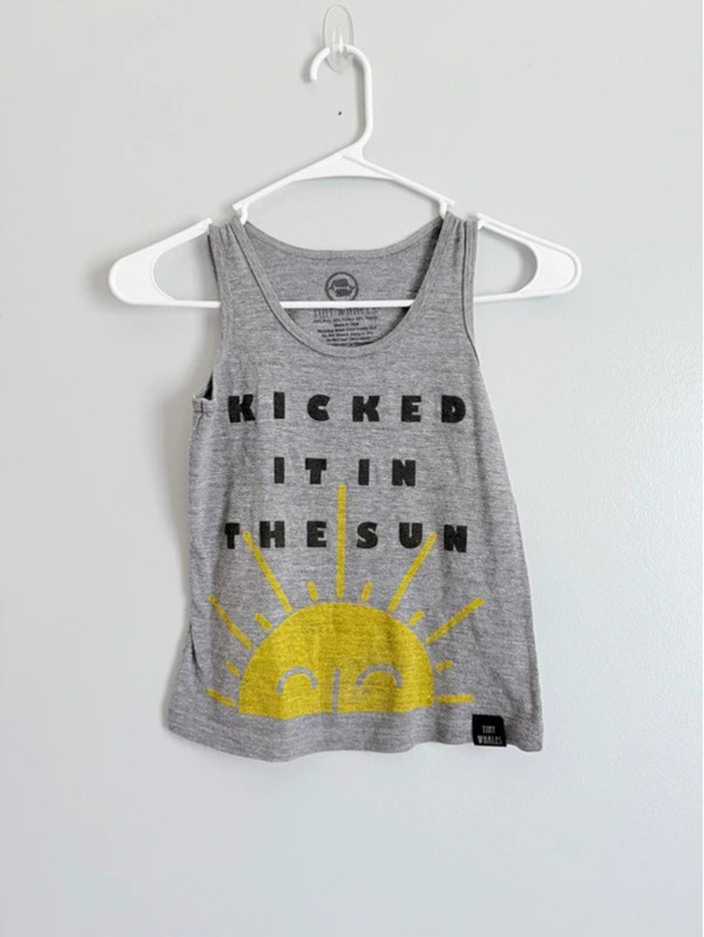 Tiny Whales Boys Tank Top Size 5T Gray Kicked It In The Sun Graphic Summer Shirt